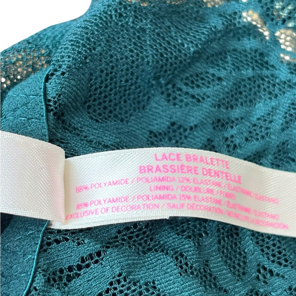 Victoria’s Secret PINK Teal Lace Racerback Bralette Large - Picture 8 of 8